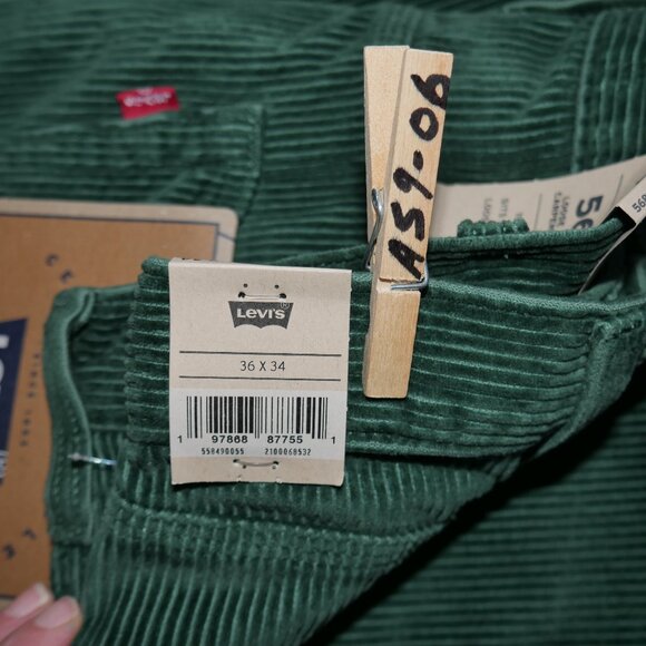 Levis 568 Loose Fit Corduroy Carpenter Pants Mens 36x34 Green Y2K Skater Utility - Picture 10 of 16
